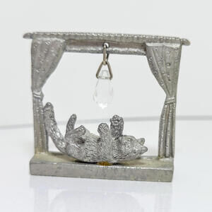 Vintage Spoontiques Pewter Miniature Kitty Cat in Kitchen Window